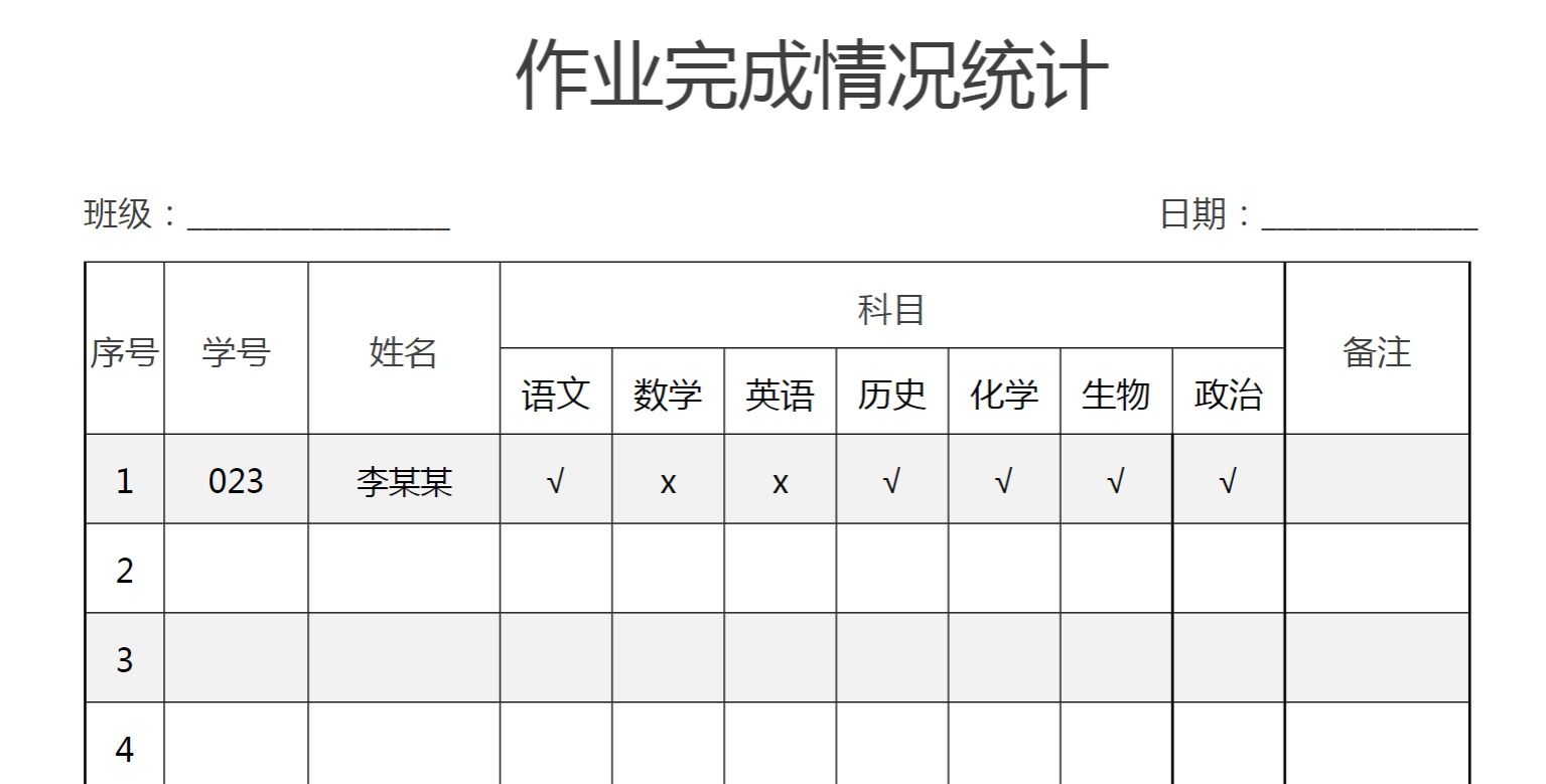 中小学作业完成情况统计